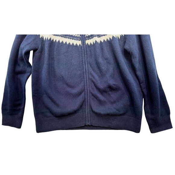 St. Johns Bay Mens Outdoor Fair Isle Full Zip Cardigan Sweater L Navy & White - Picture 6 of 12